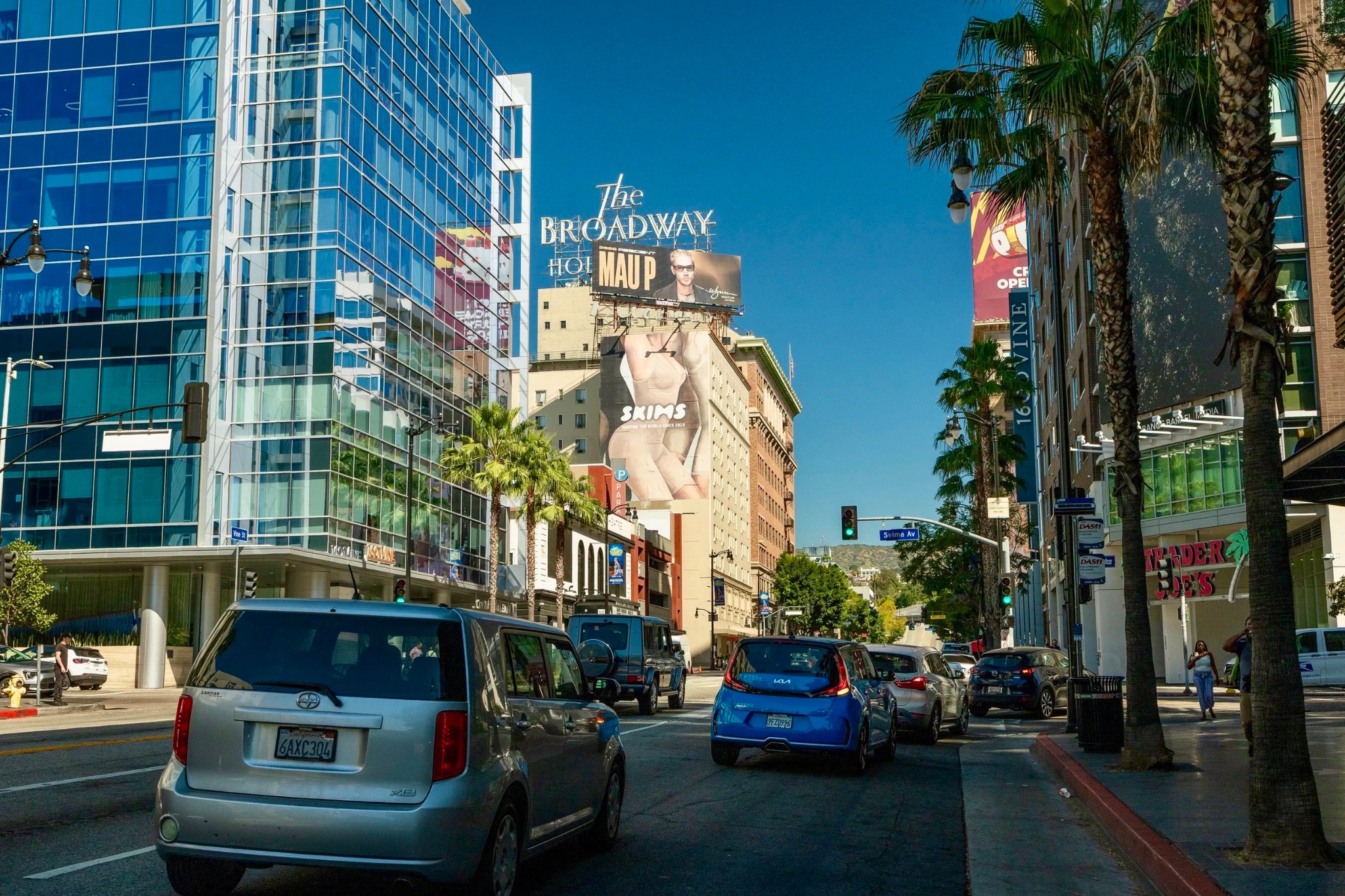 Mau P 2026 Wynn Nightlife residency billboard above the Broadway Hollywood building